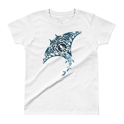 Tribal Manta Ray - Women's T-shirt - the ocean vibe Ocean Apparel