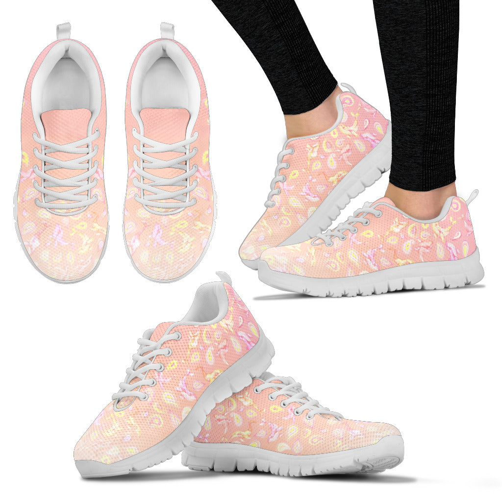 The Peach Paisley Whale - Women's Sneakers