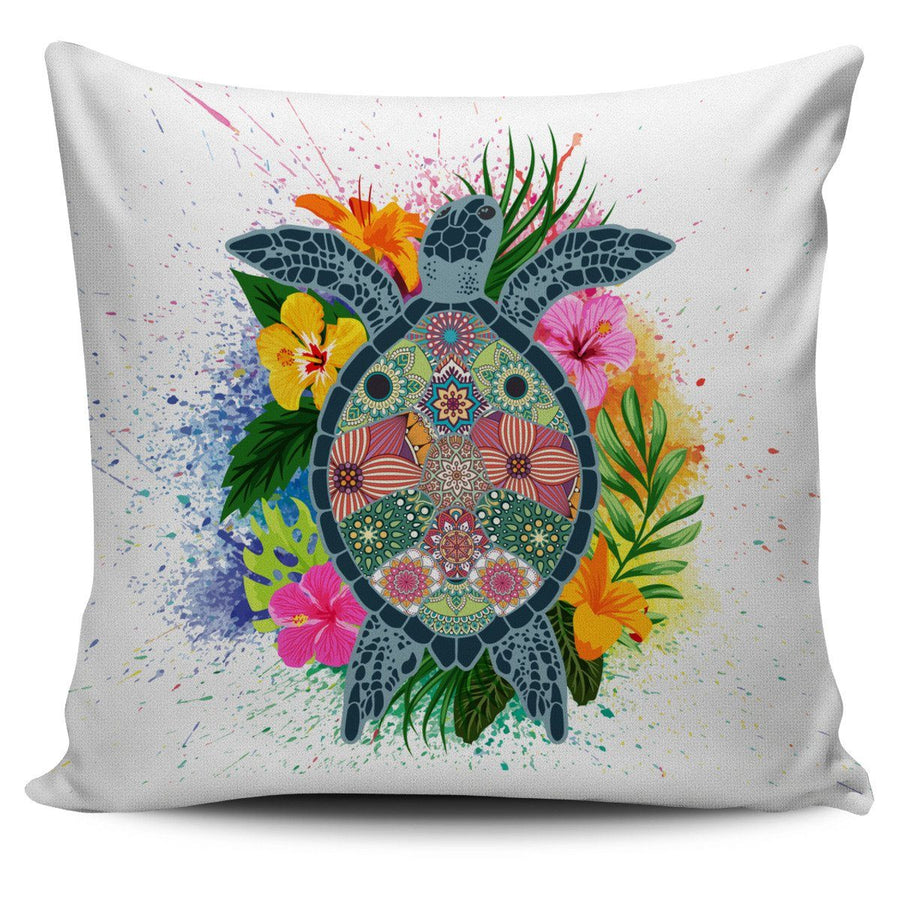 Hippie Sea Turtle - Pillow Cover - the ocean vibe Ocean Apparel