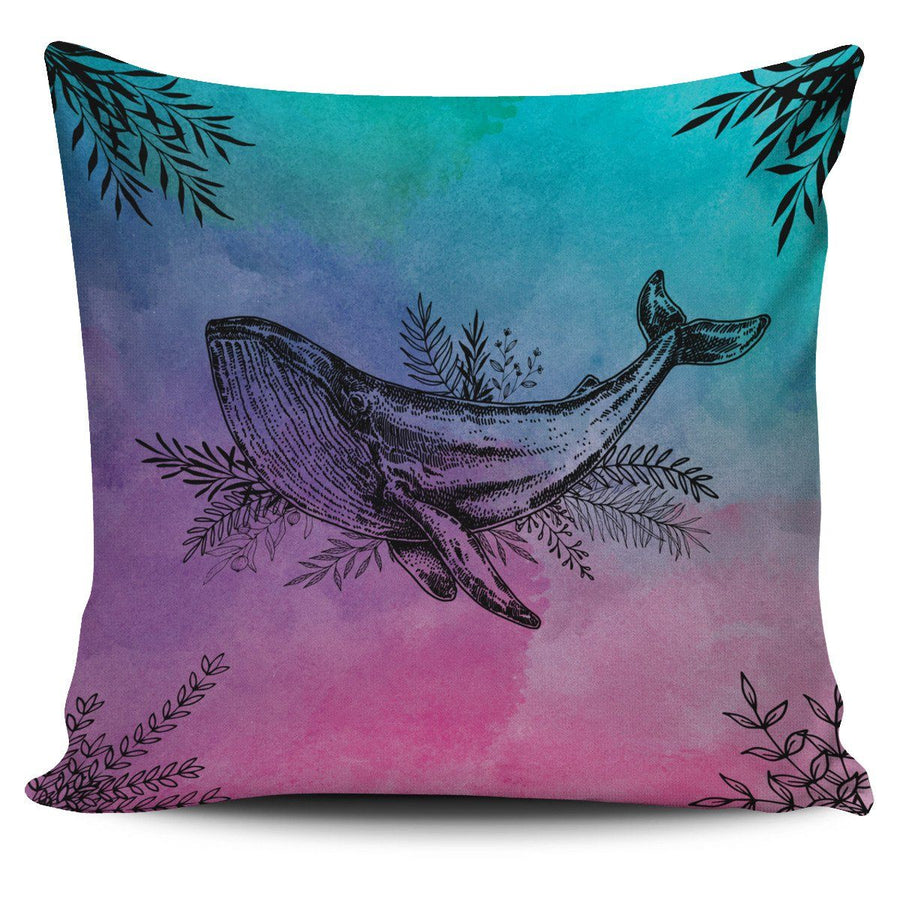 Flower Whale - Pillow Cover - the ocean vibe Ocean Apparel