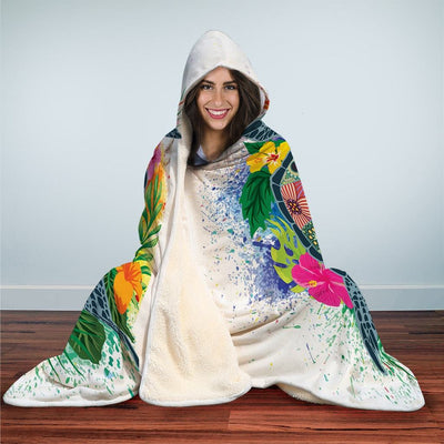 Hippie Sea Turtle - Hooded Blanket - the ocean vibe Ocean Apparel