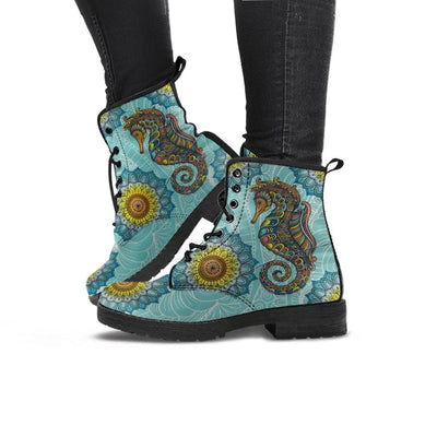 Seahorse zentangle - Women's Boots - the ocean vibe Ocean Apparel