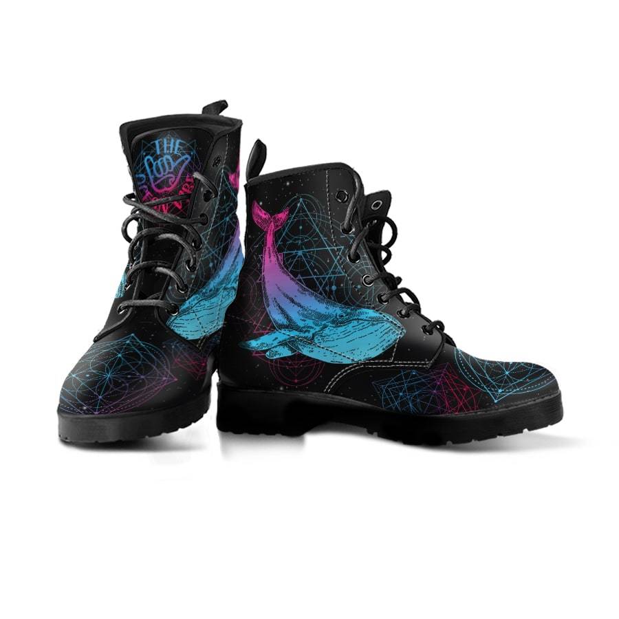 Sadred Geometry Whale - Women's Boots - the ocean vibe Ocean Apparel