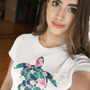 Flower Sea Turtle - Women's T-shirt - the ocean vibe Ocean Apparel