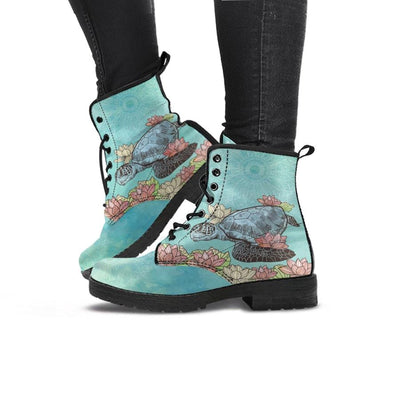 Lotus Sea Turtle - Women's Boots - the ocean vibe Ocean Apparel