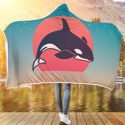 Orca Sunset - Hooded Blanket - the ocean vibe Ocean Apparel