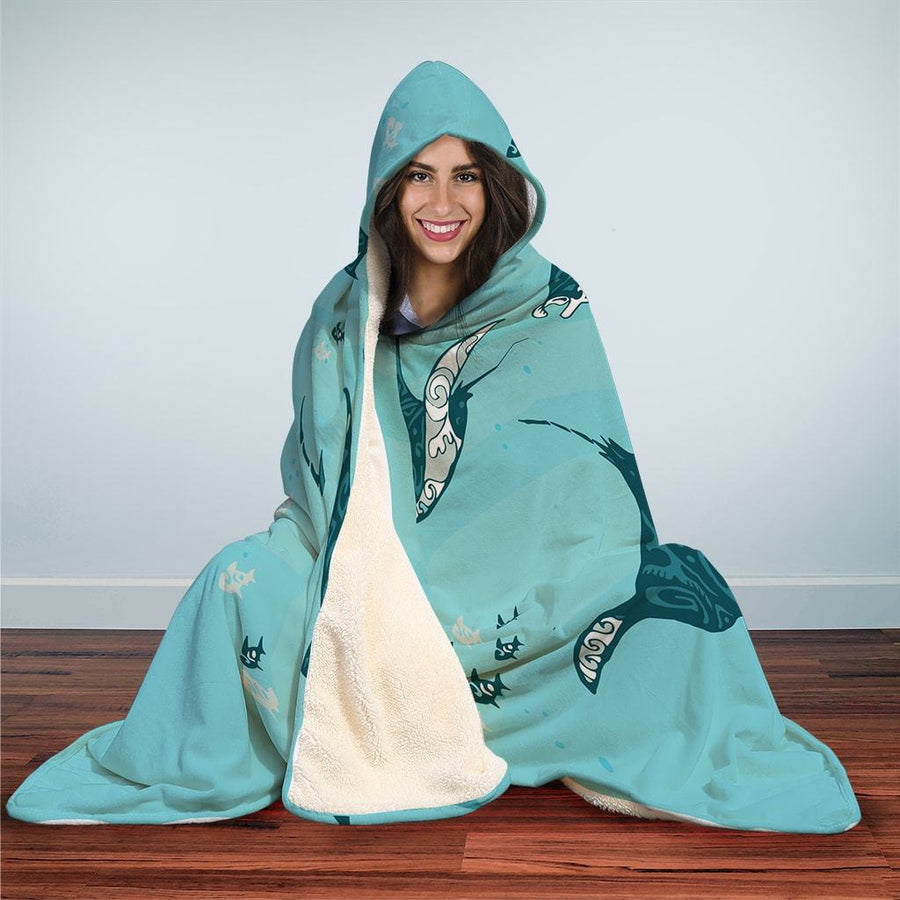 Swimming Manta Ray - Hooded Blanket