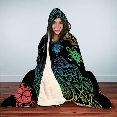Sea Turtle Trip Colorful - Hooded Blanket - the ocean vibe Ocean Apparel