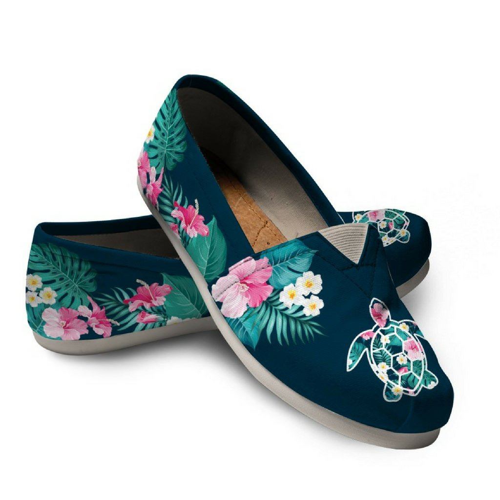 Flower Sea Turtle - Women's Casual Shoes - the ocean vibe Ocean Apparel