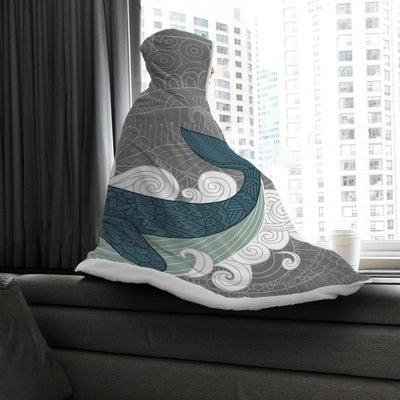 Grey Whale - Hooded Blanket - the ocean vibe Ocean Apparel