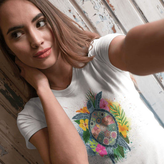 Hippie Sea Turtle - Women's T-shirt - the ocean vibe Ocean Apparel