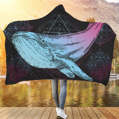 Sacred Geometry Whale - Hooded Blanket - the ocean vibe Ocean Apparel
