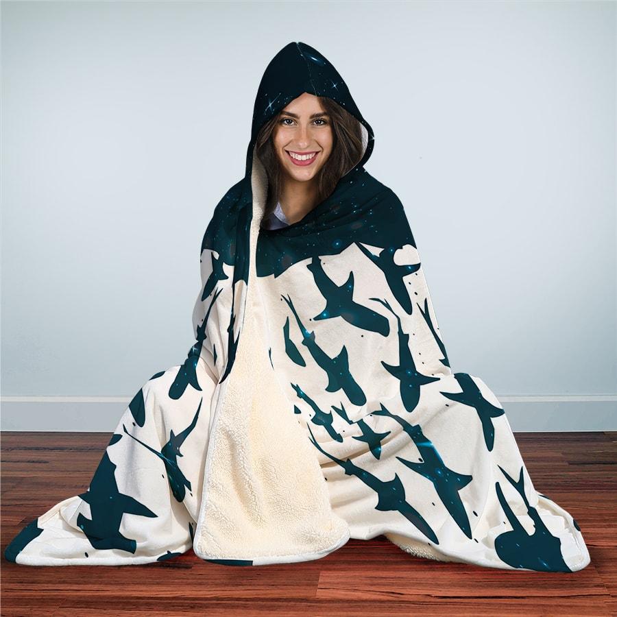 Shark School - Hooded Blanket - the ocean vibe Ocean Apparel