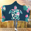 Flower Sea Turtle - Hooded Blanket - the ocean vibe Ocean Apparel