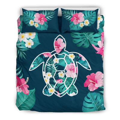 Flower Sea Turtle - Bedding Set - the ocean vibe Ocean Apparel