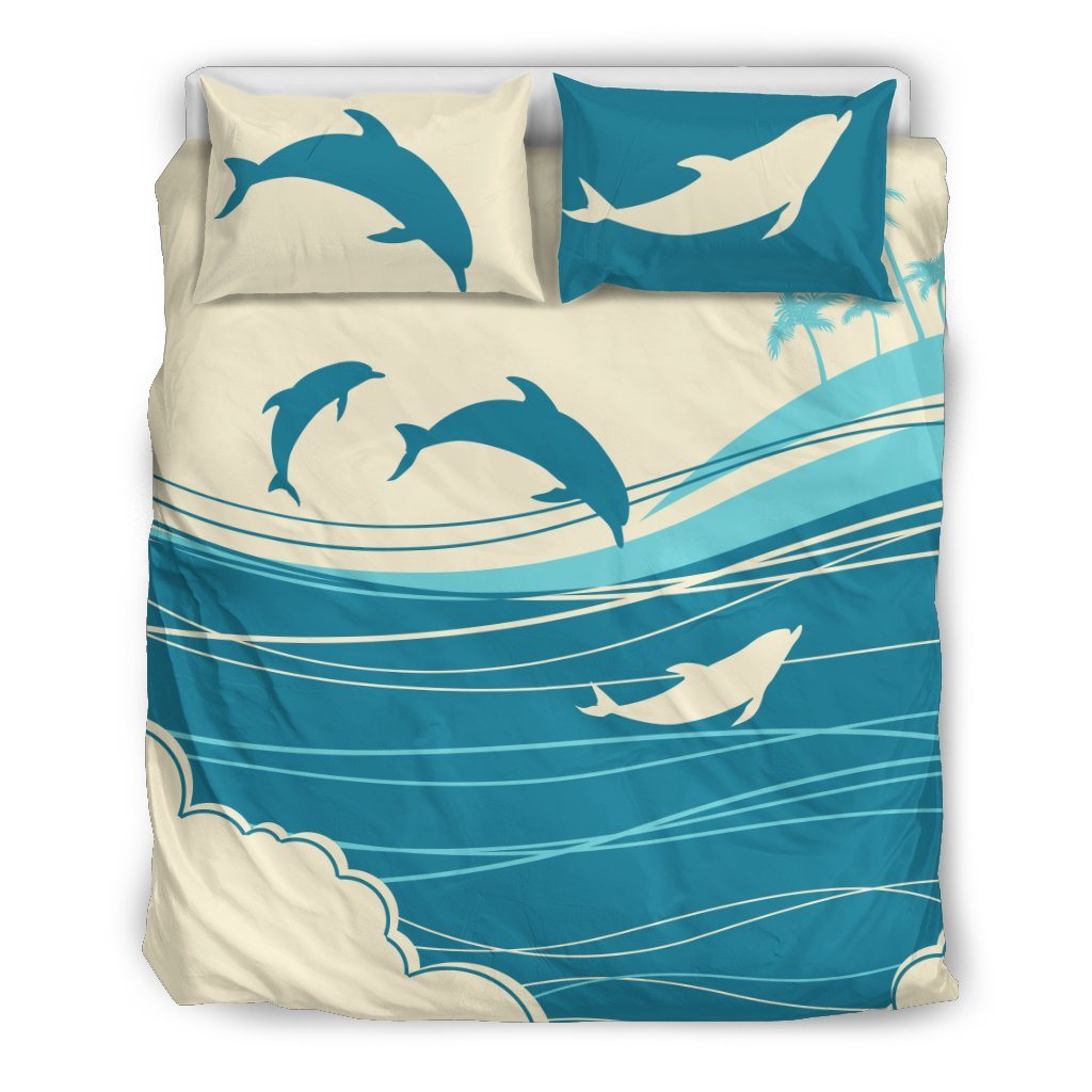Blue Ocean & Dolphins - Bedding Set - the ocean vibe Ocean Apparel
