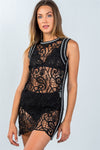 Sporty black lace mini dress