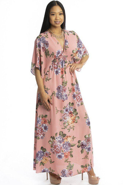 Floral Print Kimono Style Summer Dress
