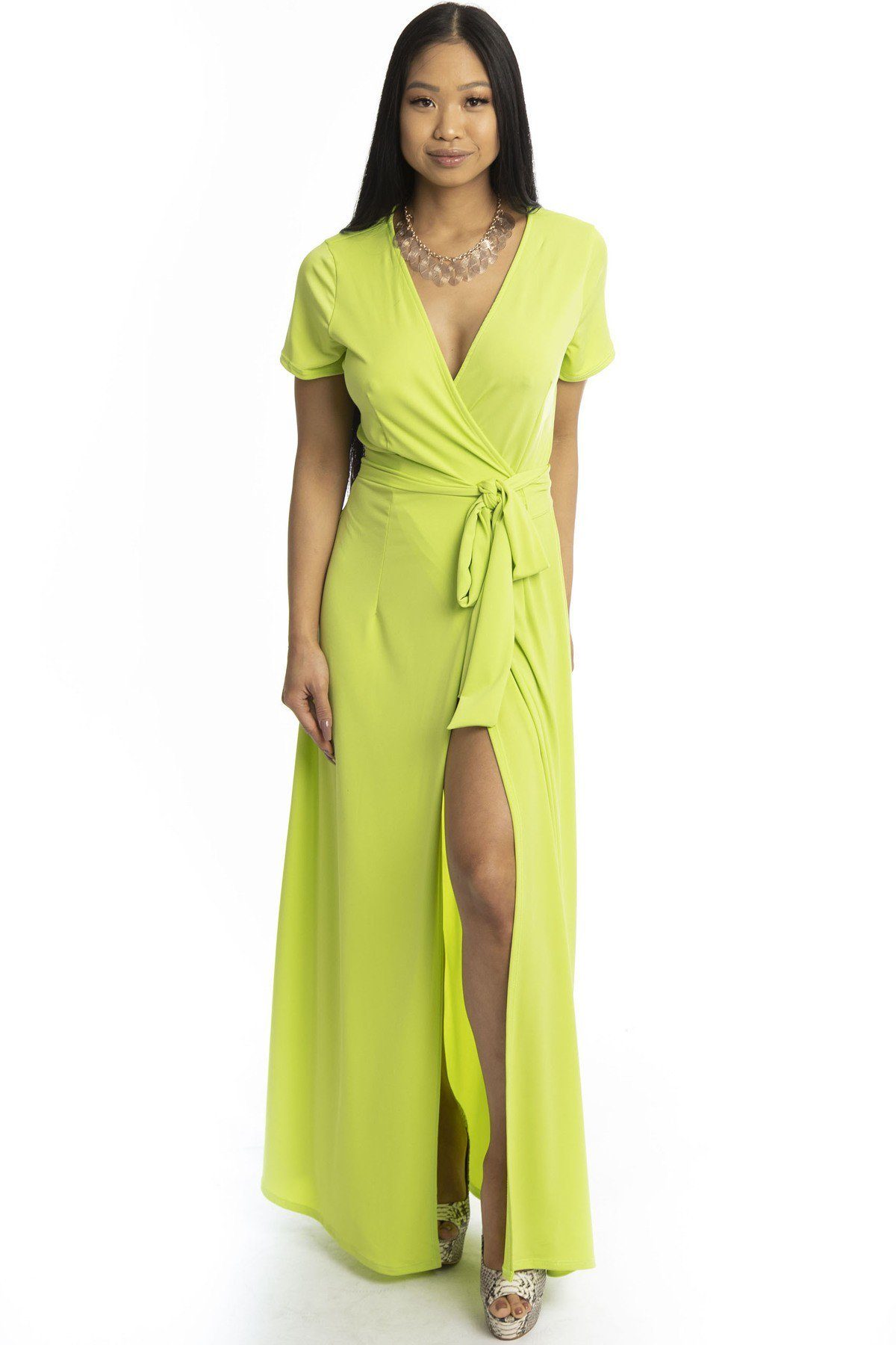 Lime Green Wrap Dress