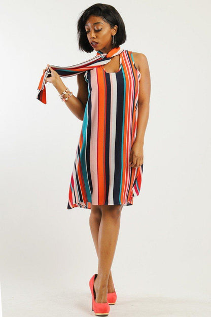 Pretty stripe sleeveless mini dress
