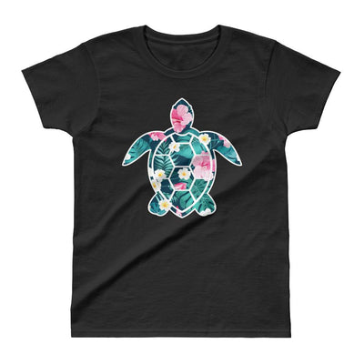 Flower Sea Turtle - Women's T-shirt - the ocean vibe Ocean Apparel